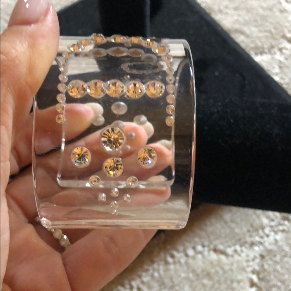 Dior acrylic rhinestone vintage cuff bracelet - Picture 5 of 6